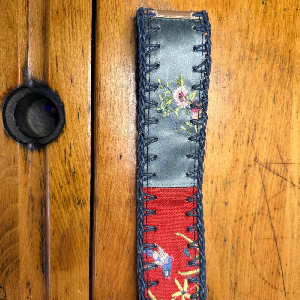 Lucky Brand Belt Ornate Boho-Chic Floral Bird Embroidery Brass Buckle - Picture 7 of 11